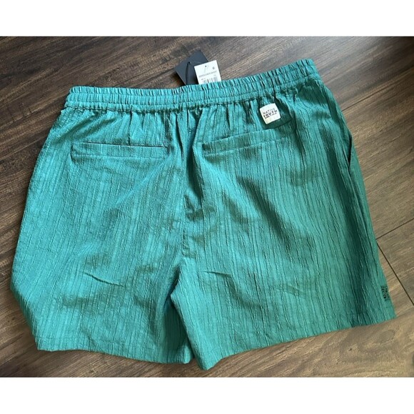 Native Youth Men's Relaxed-Fit Textured Seersucker Shorts Green Teal 34 - Picture 6 of 8